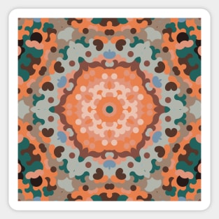 Retro Mandala Flower Orange Blue and Brown Sticker